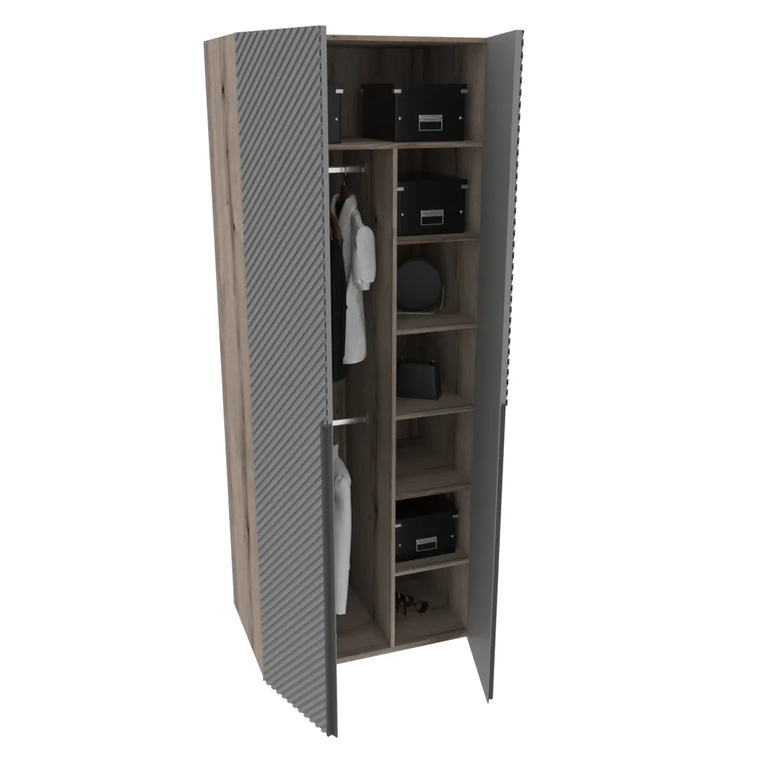 Шкаф 2 дверный, фрезерованные фасады в эмали LE-210.60-4