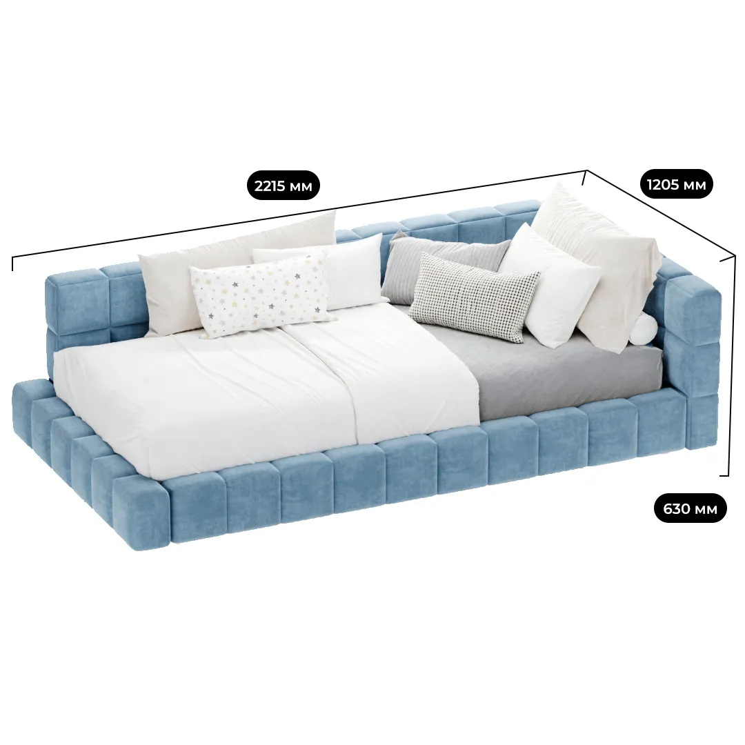 Кровать односпальная мягкая с ортопедической решеткой КВАДРО-М