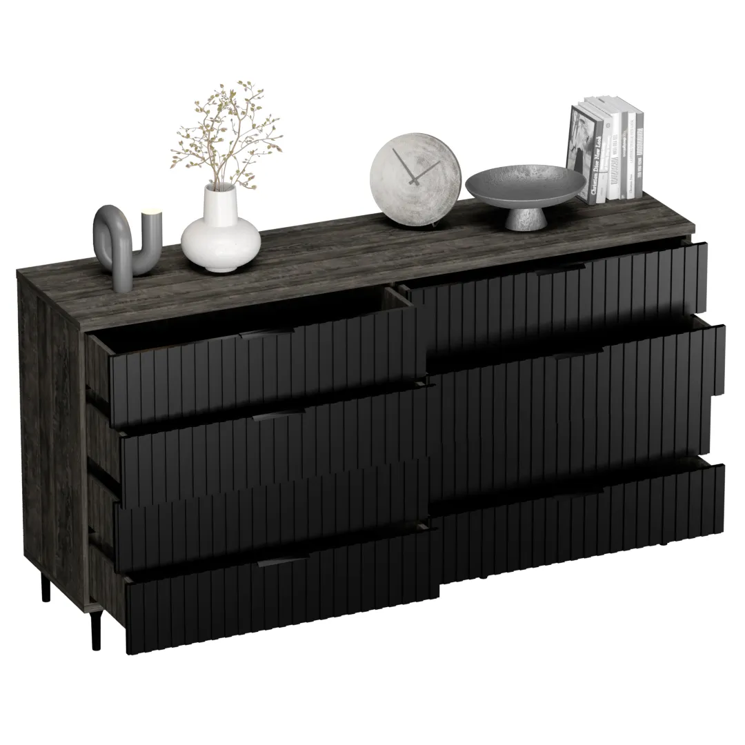 Комод, фрезерованные фасады в эмали LE728.45