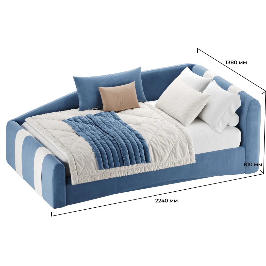 Кровать односпальная мягкая с ящиком для белья TOKIO с полосками, 90x190