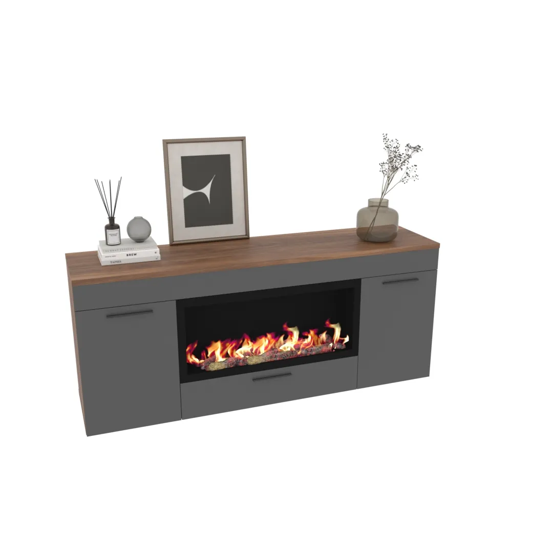 Тумба ТВ напольная с электрокамином L547