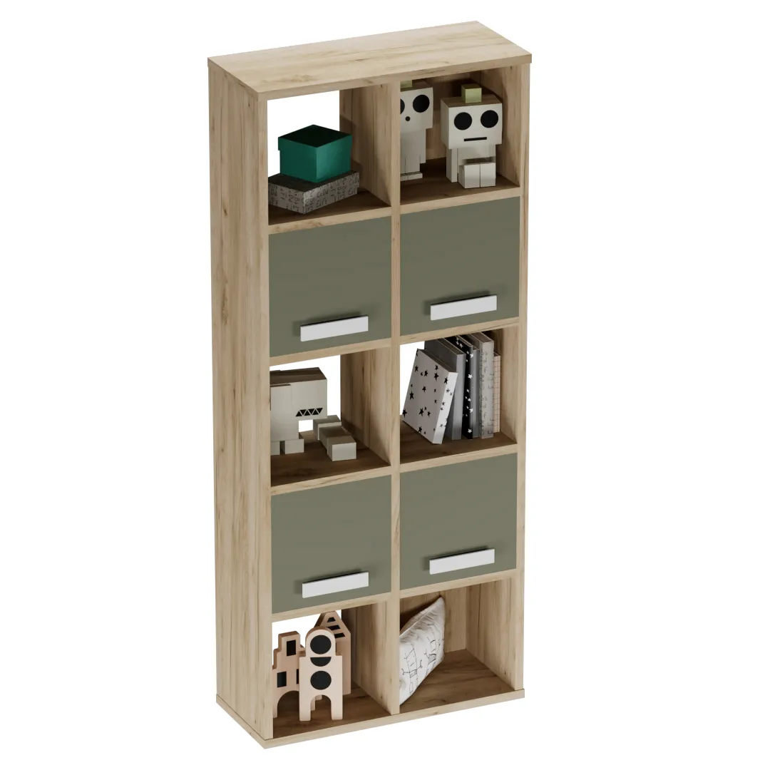 Стеллаж сквозной книжный на 10 ниш с ящиками E810