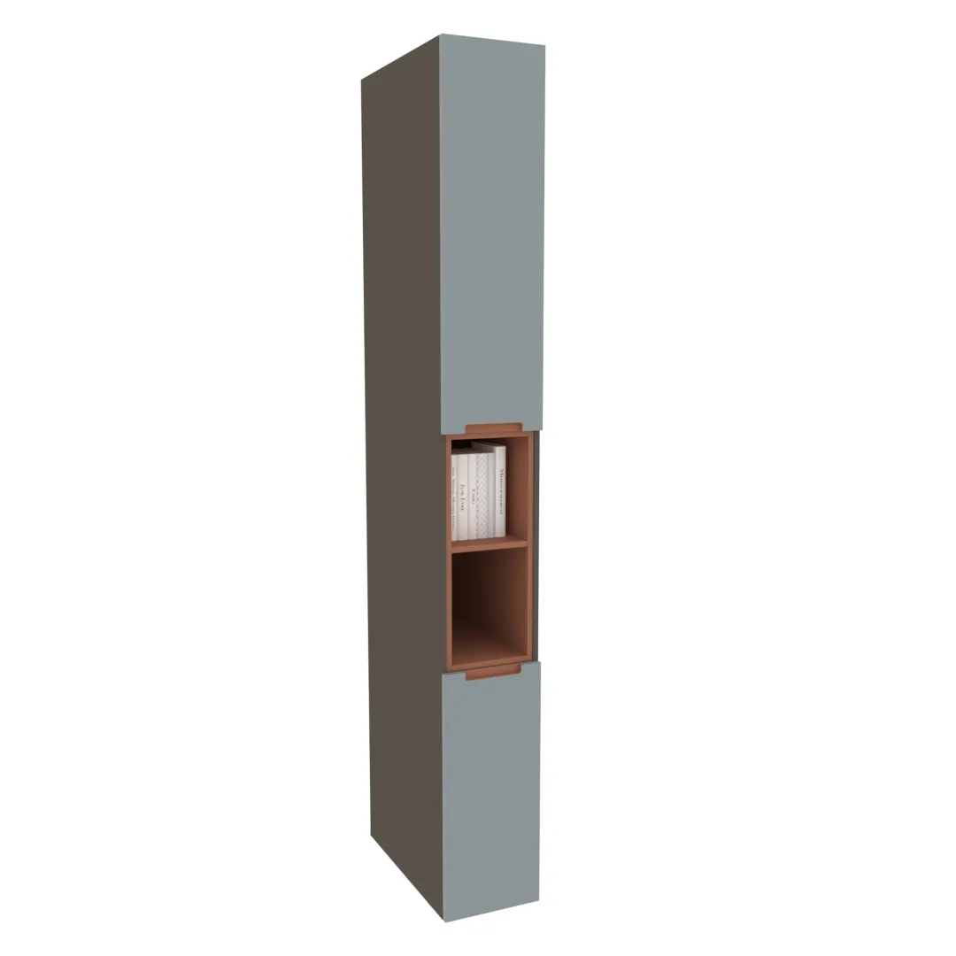 Шкаф книжный с нишей узкий, фасады в эмали LE226.300.600