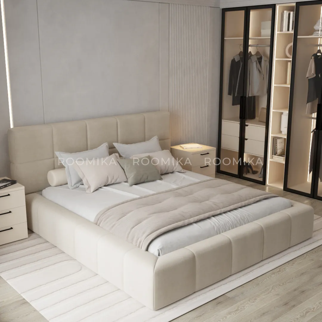 Кровать двуспальная мягкая КВАДРО-СОФТ с подъемным механизмом, 180x200