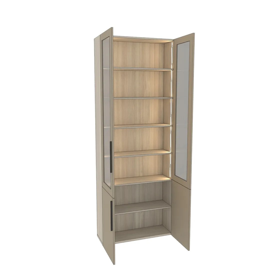 Шкаф книжный со стеклом L240 с подсветкой