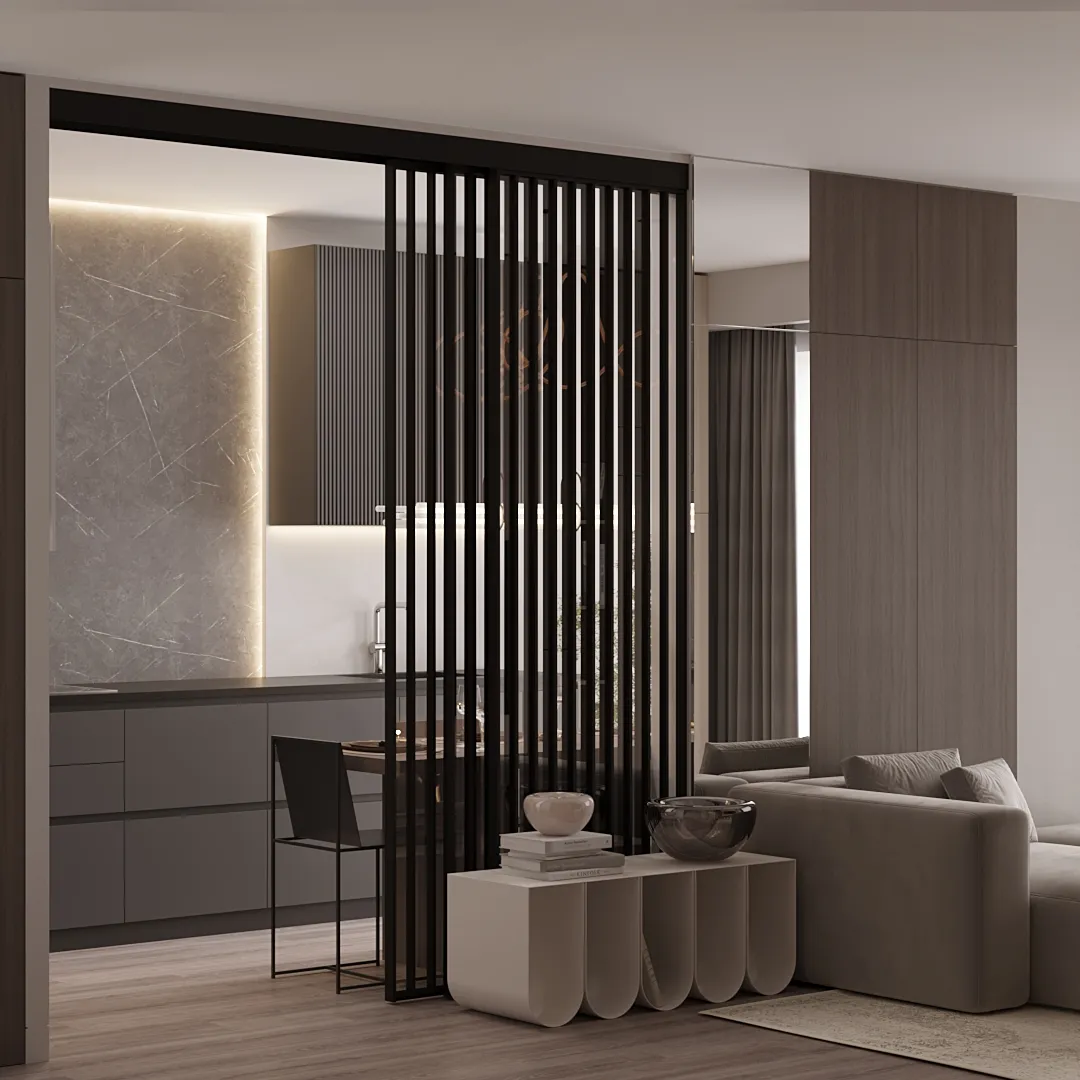 Раздвижная стеклянная перегородка для кухни GRACE 22