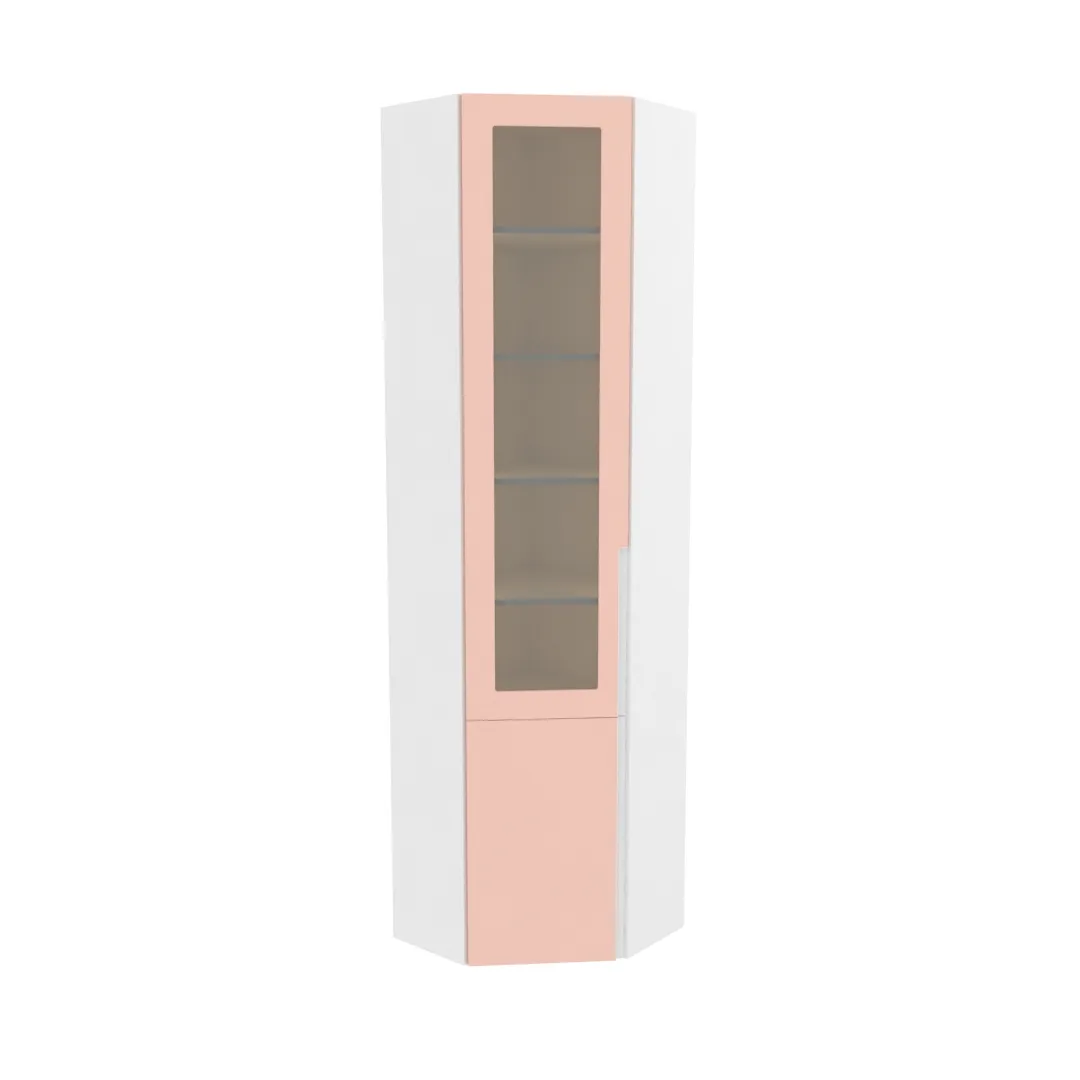 Шкаф угловой книжный со стеклом, фасады в эмали LE247 с подсветкой Шкаф угловой книжный со стеклом, фасады в эмали LE247 с подсветкой