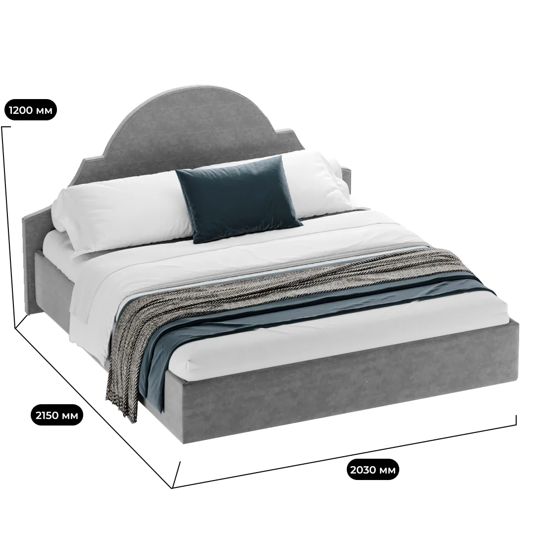 Кровать двуспальная мягкая ЛЮЦИЯ с подъемным механизмом, 180x200