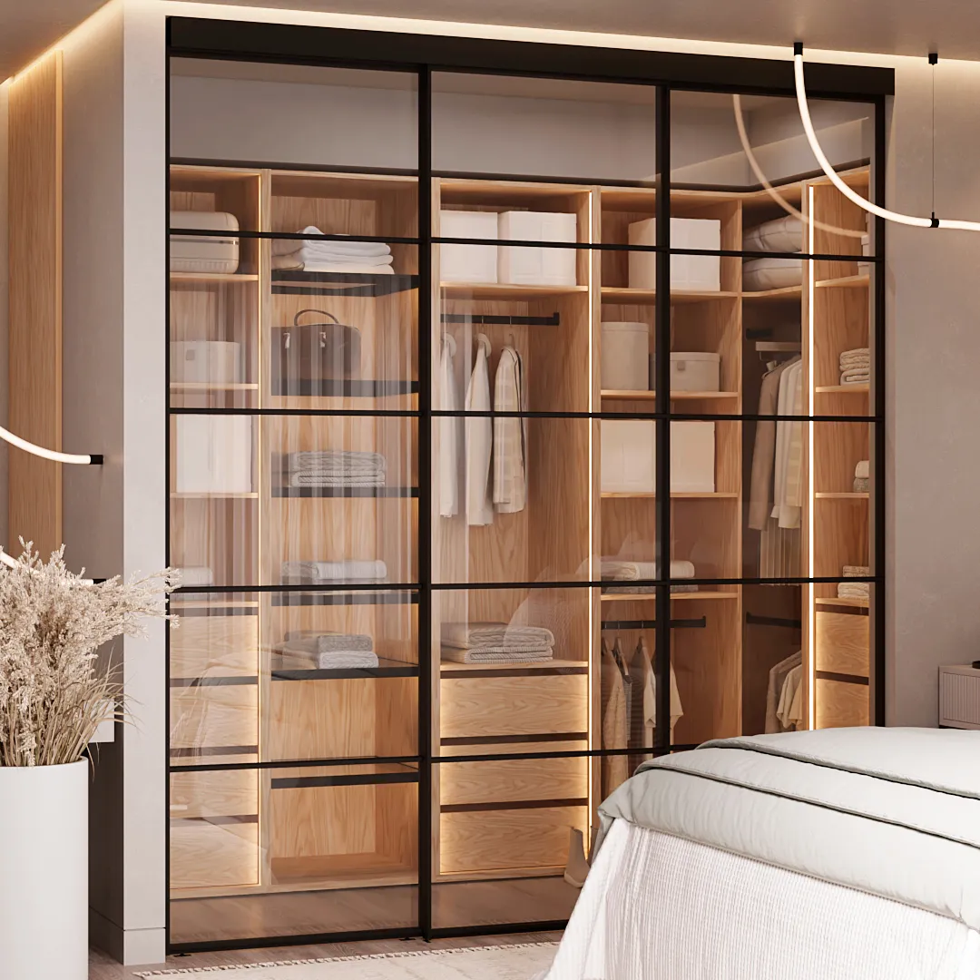 Стеклянная межкомнатная перегородка для гардеробной GRACE 20