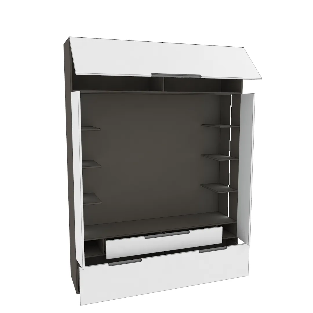 Секция для ТV с подсветкой, фасады в эмали LE406.44