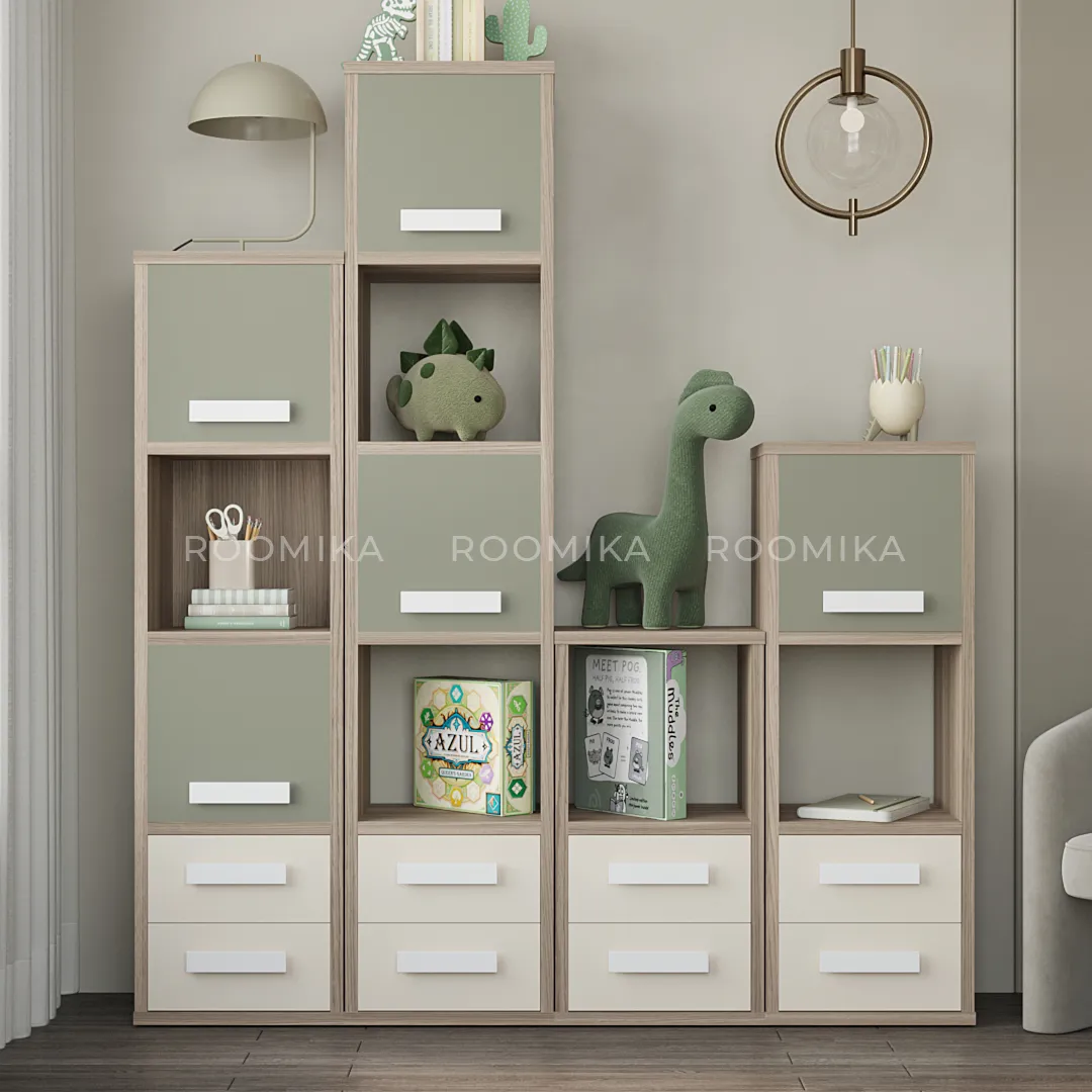 Cтеллаж сквозной книжный на 3 ниши с фасадом E803