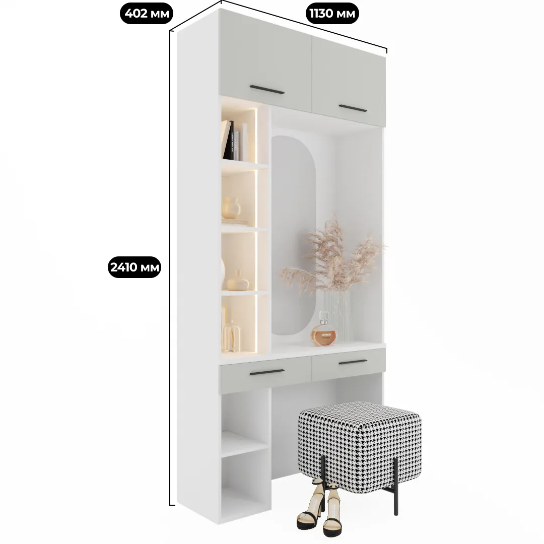 Столик туалетный с антресолью и стеллажом L415