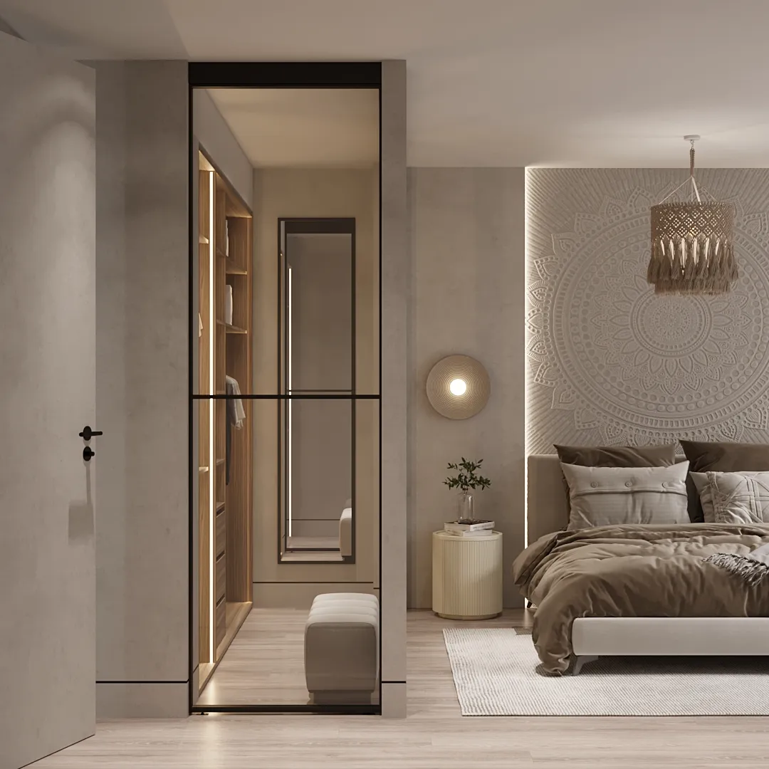 Составная перегородка из стекла для спальни GRACE 5