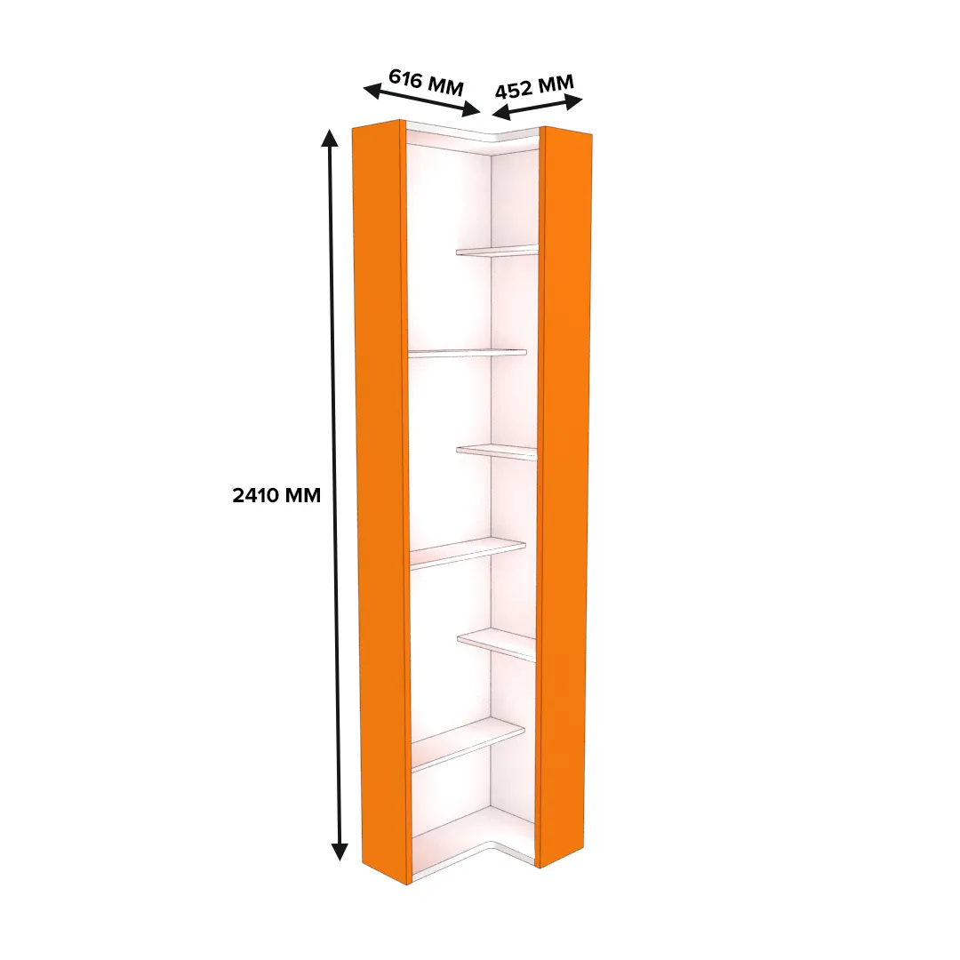Стеллаж завершающий угловой разносторонний  с подсветкой L230.60 L/R