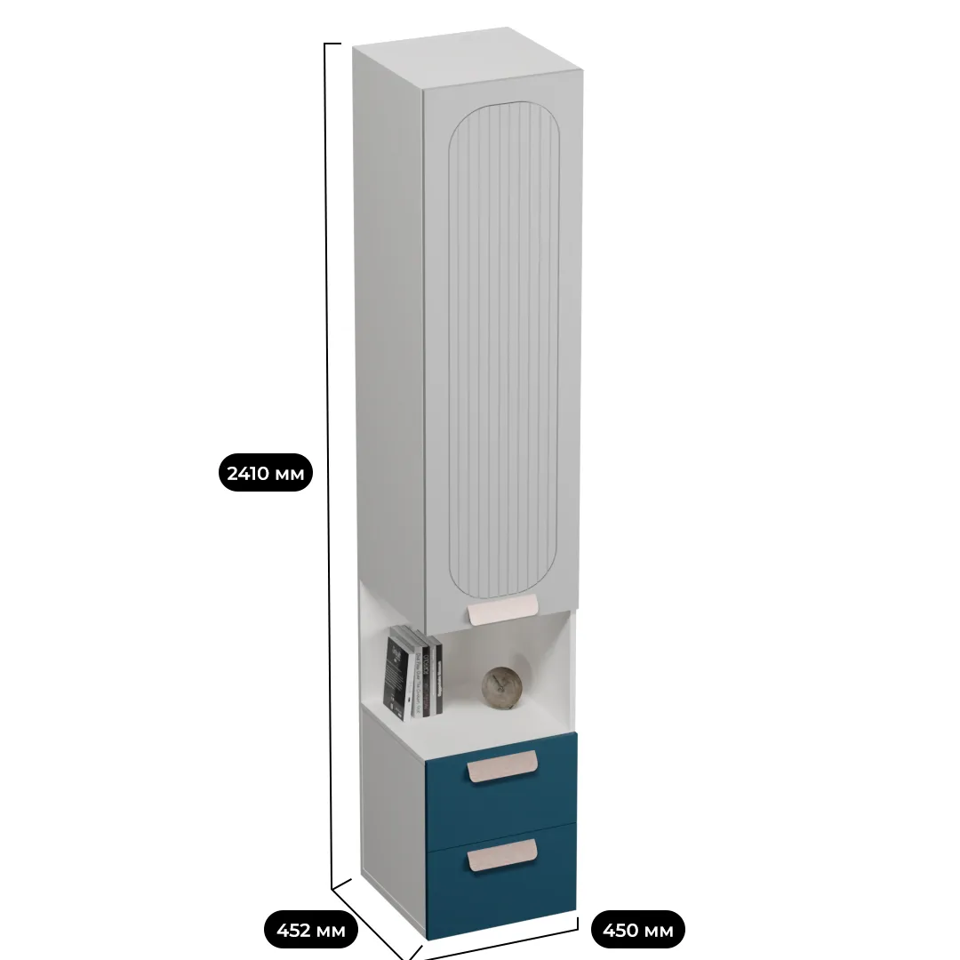 Шкаф-пенал с нишей, фрезерованные фасады в эмали LE221.40