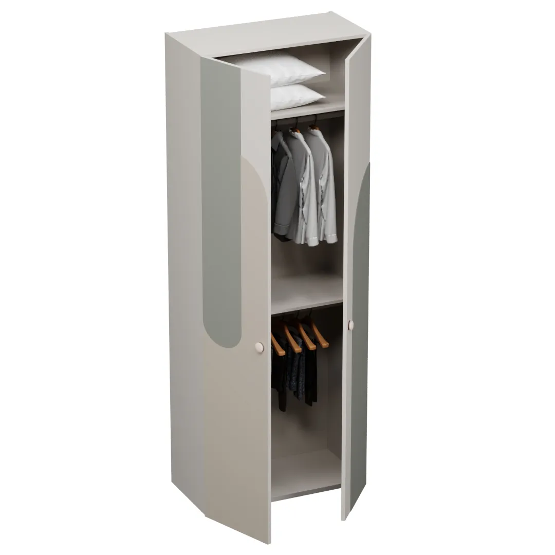 Шкаф двухдверный узкий, фрезерованные фасады в эмали LE210.44-1