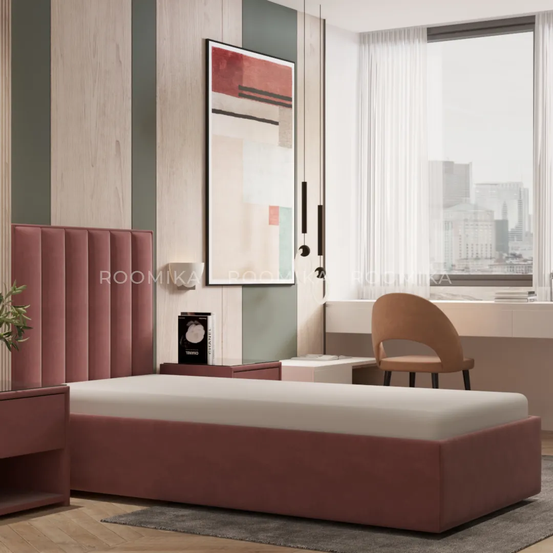 Кровать односпальная мягкая ЛИБЕРТИ с подъемным механизмом, 90x200