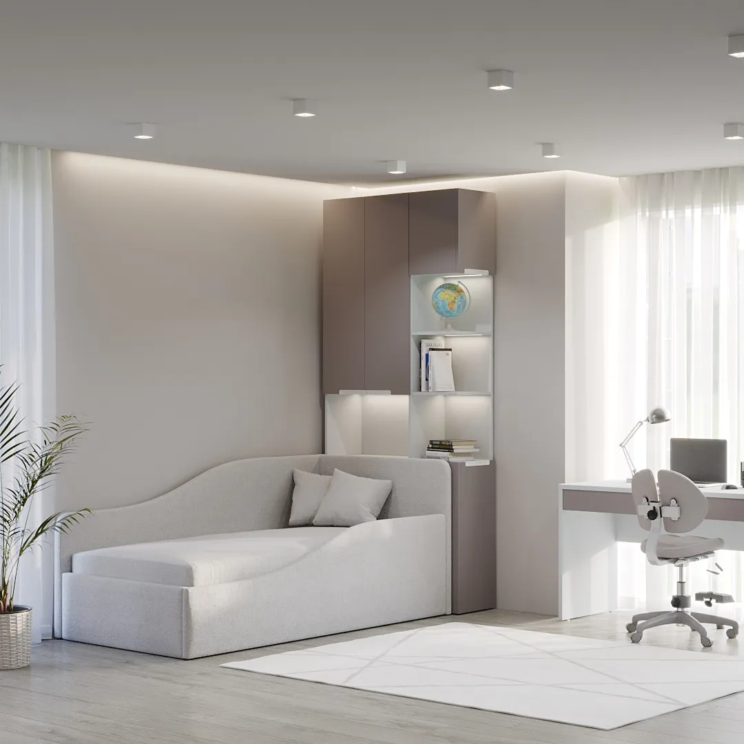 Шкаф с нишей с подсветкой, фасады в эмали LE212.3-90