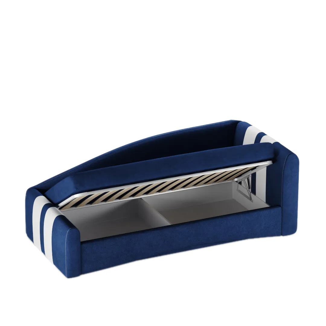 Кровать односпальная мягкая с ящиком для белья ТОКИО, 90x200