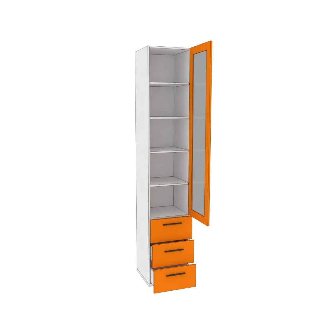 Шкаф книжный с ящиками со стеклом L223S