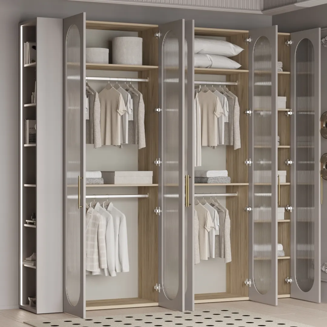 Шкаф двухдверный узкий, фрезерованные фасады в эмали LE210.44-1