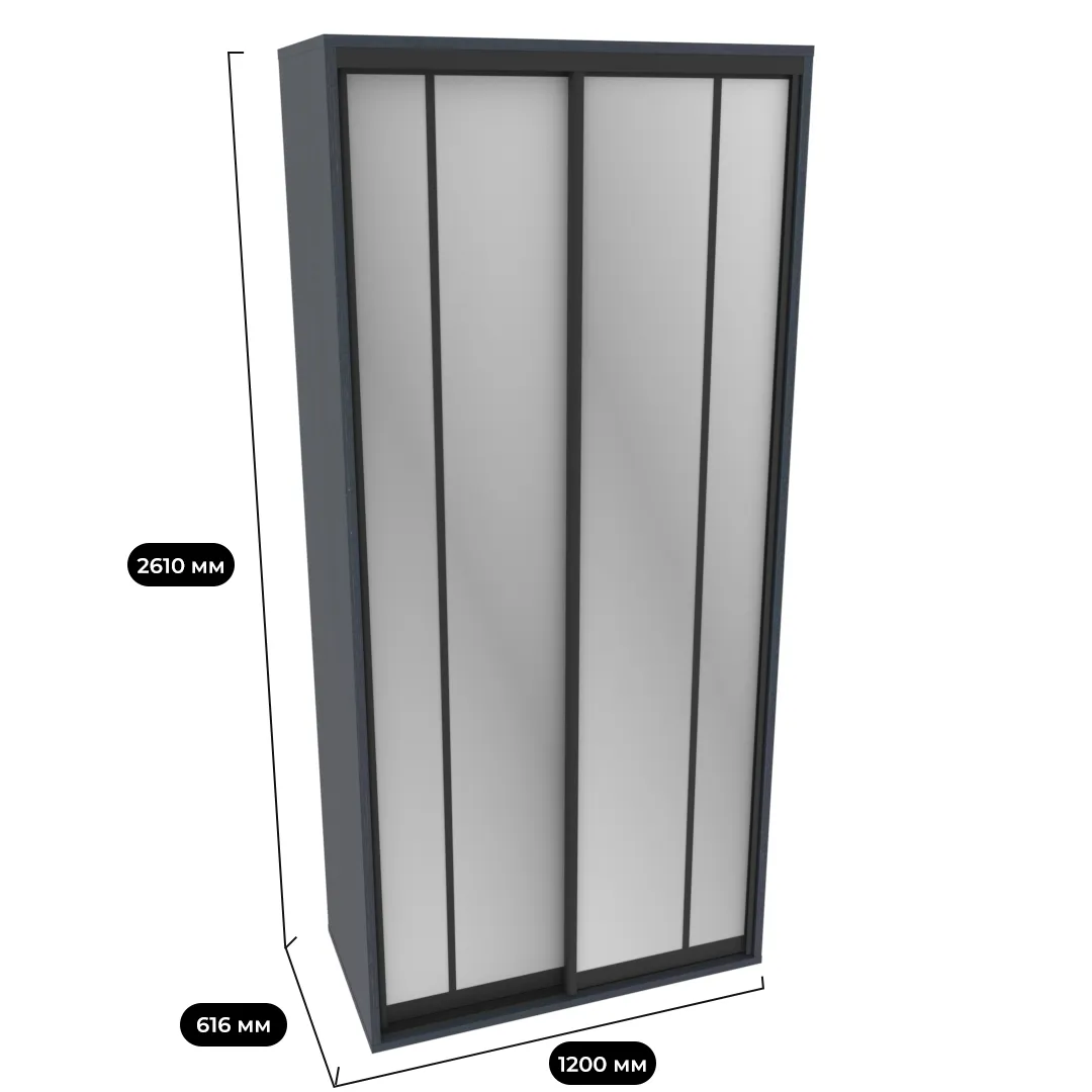 Шкаф-купеХG126.60-1, профиль INTEGRO, фасад зеркало серебро