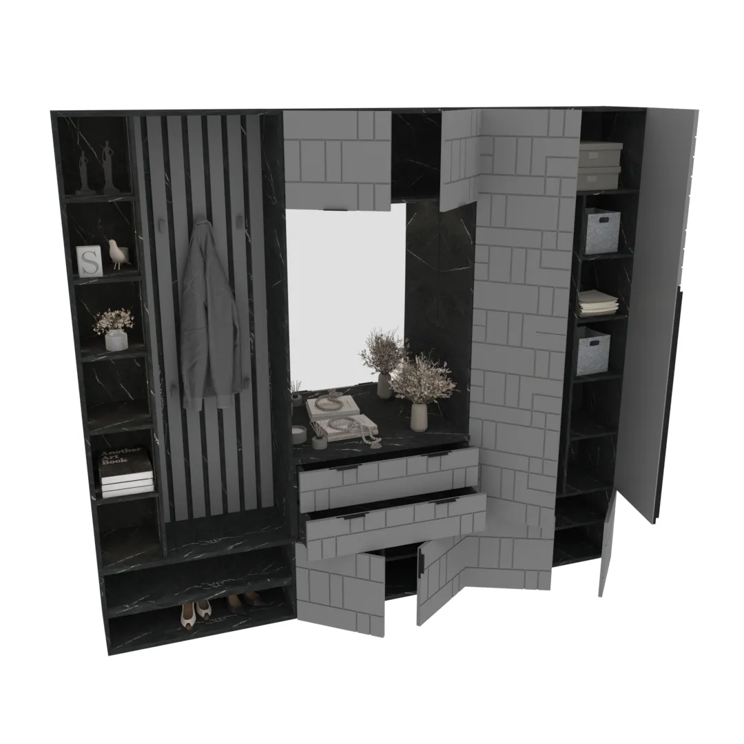 Lazio прихожая, фрезерованные фасады в эмали 31