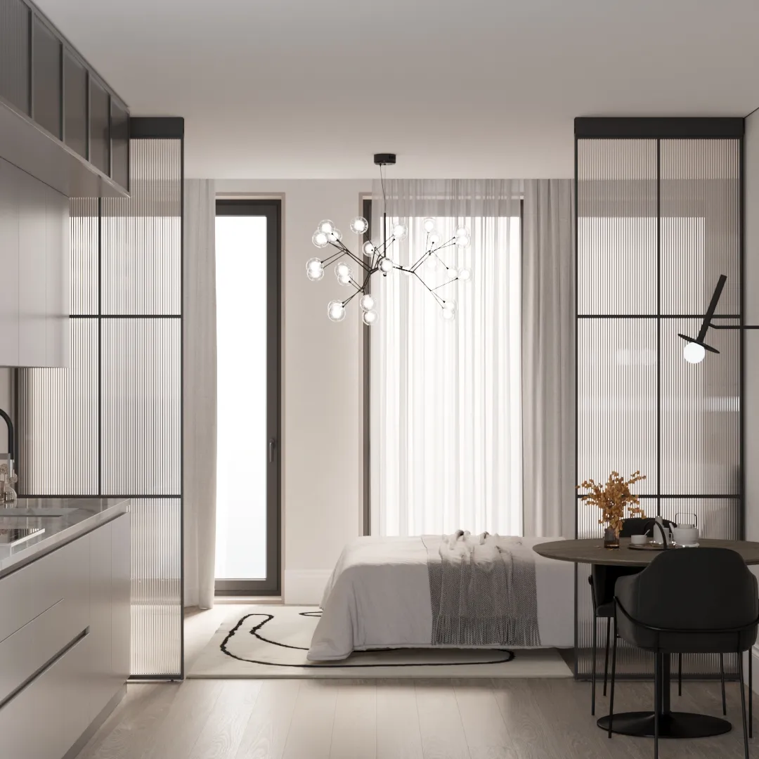 Составная перегородка для зонирования пространства, стекло Эстриадо GRACE 11