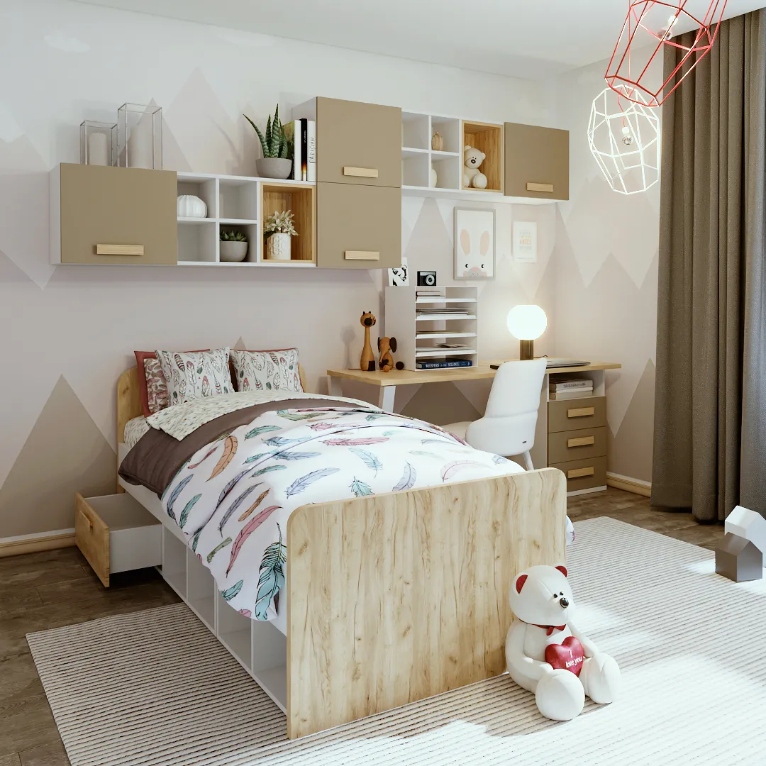 Тумба опора для стола с ящиками и нишей E705