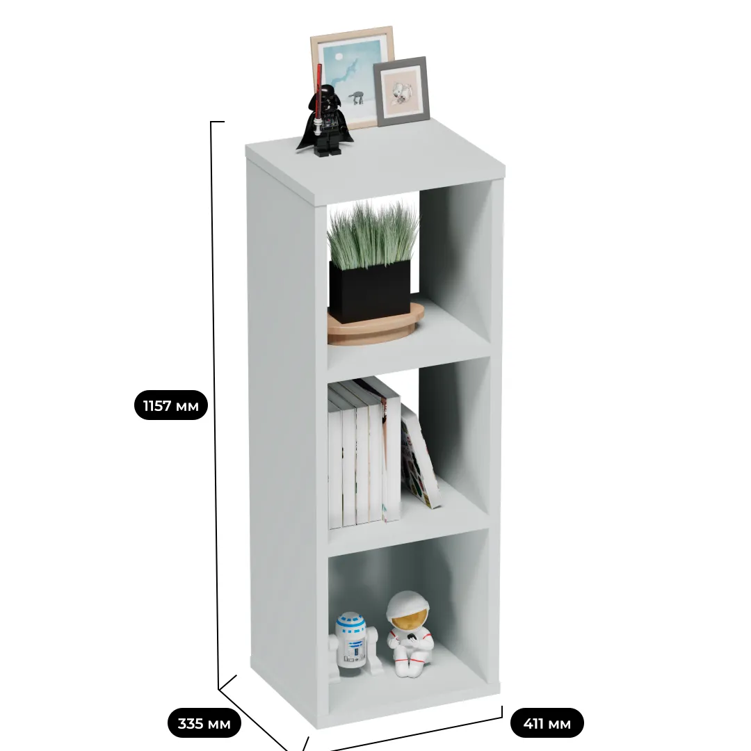 Cтеллаж сквозной книжный на 3 ниши с фасадом E803