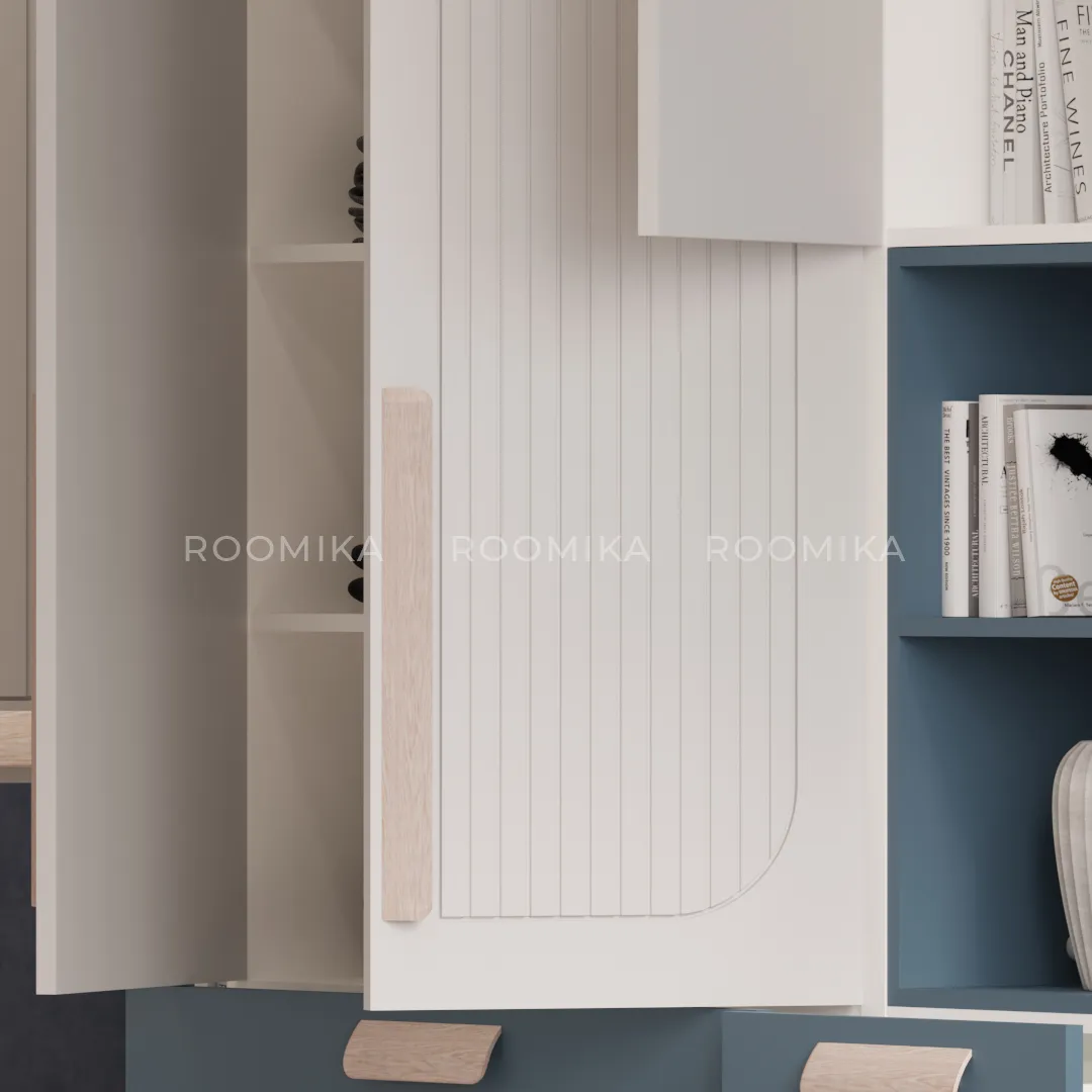 Шкаф-пенал с нишей, фрезерованные фасады в эмали LE221.40