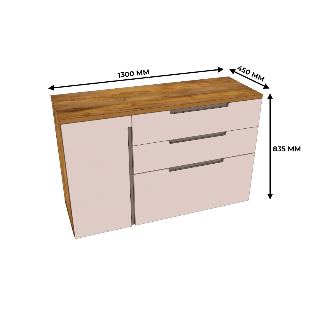 Комод с фрезерованными фасадами в эмали LE706 L/R