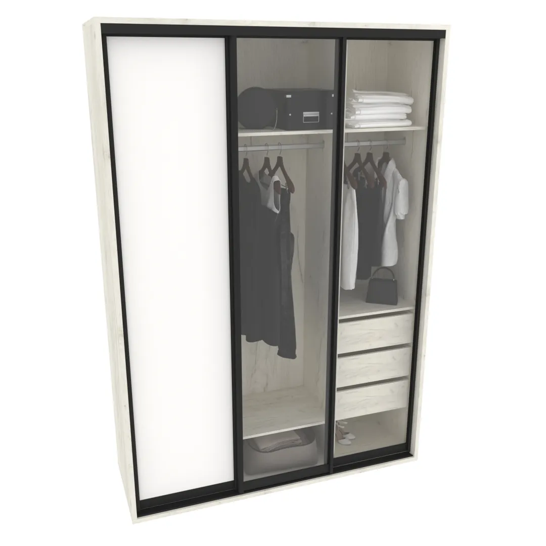 Шкаф-купе ХG186.60-3, профиль INTEGRO, фасад МДФ/стекло прозрачное Шкаф-купе ХG186.60-3, профиль INTEGRO, фасад МДФ/стекло прозрачное