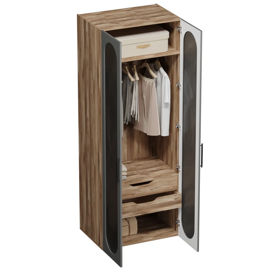 Шкаф 2 дверный, фрезерованные фасады в эмали нестандарт LE210.60-3