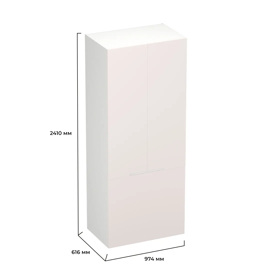 Шкаф двухдверный с фальш стенкой, фасады в эмали LE212