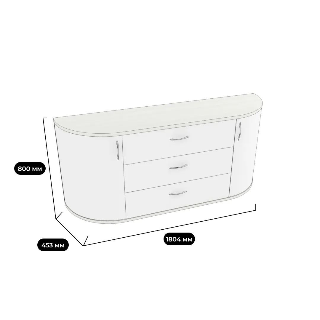 Комод радиусный на 1800 мм P748