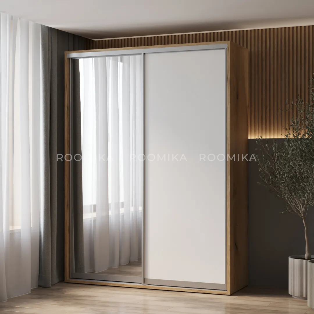 Шкаф-купе ХG180.60-2, профиль INTEGRO, фасад МДФ/зеркало серебро