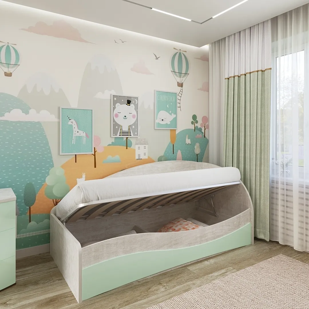 Кровать односпальная P901 с подъемным механизмом, 90x190