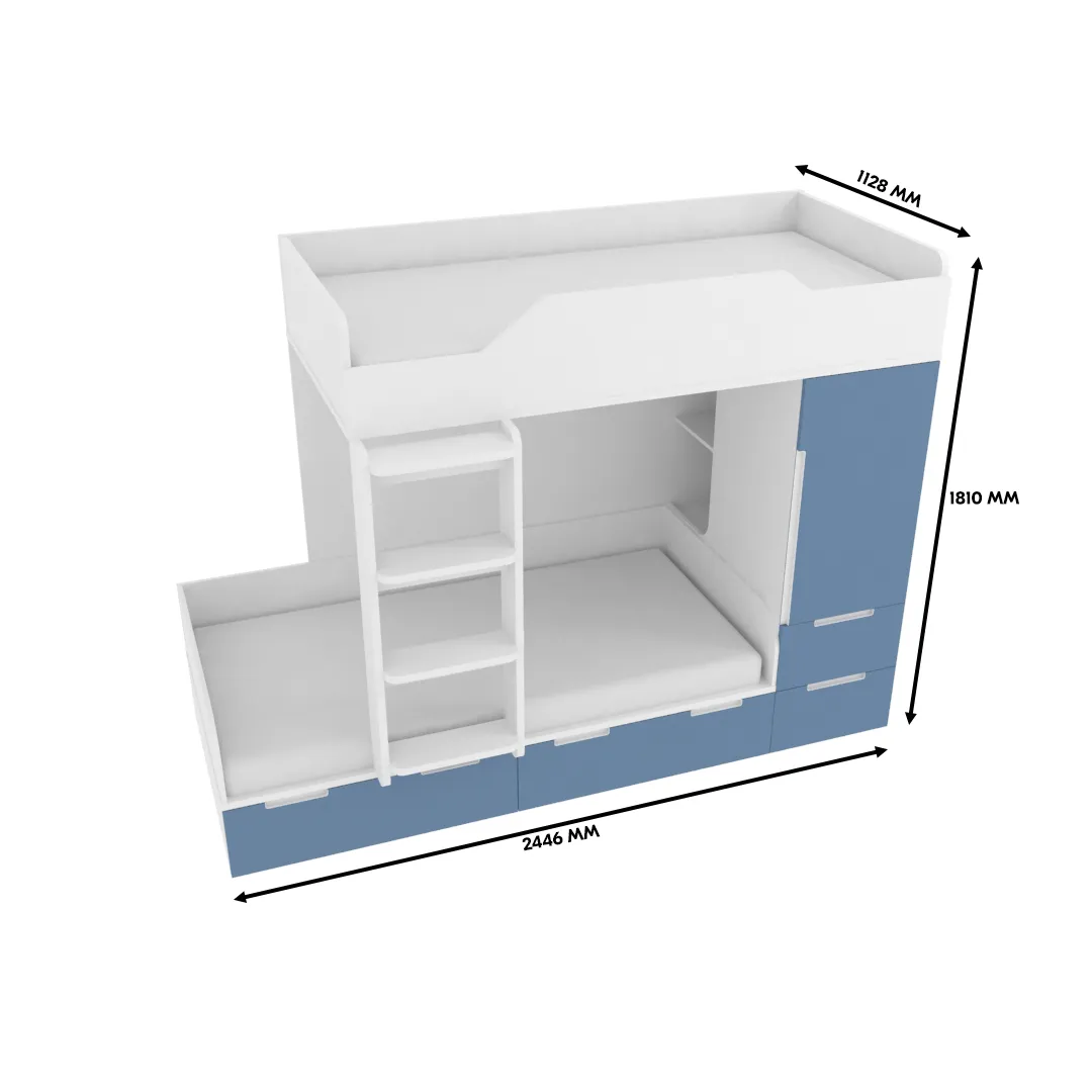 Кровать двухъярусная, фасады в эмали LE906, 90x190 L/R