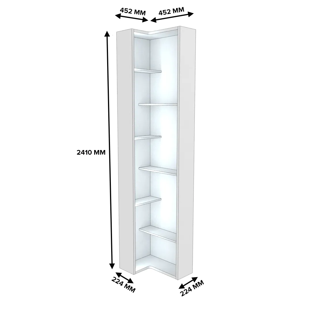 Стеллаж завершающий угловой с подсветкой L230