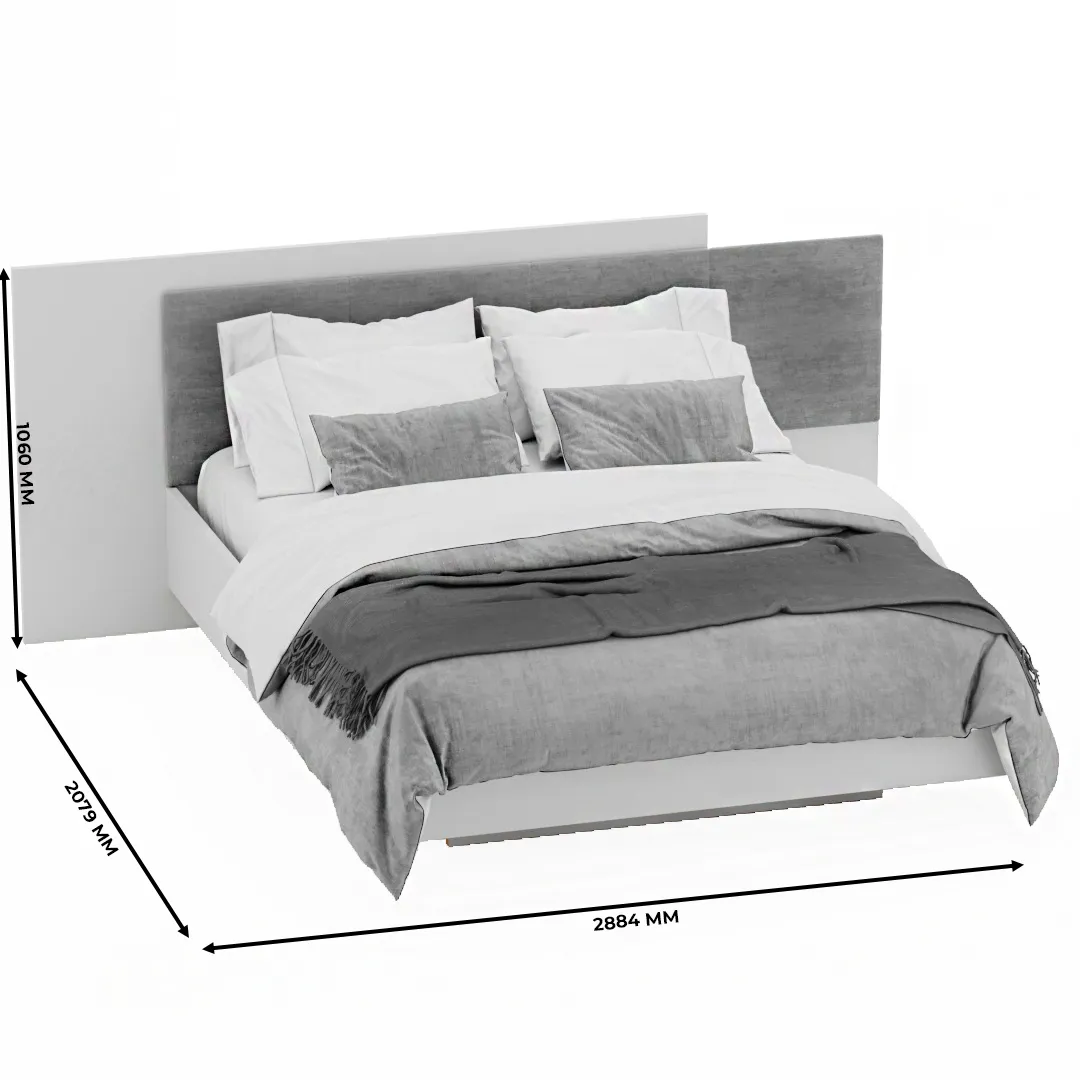 Кровать двуспальная Lazio с парящим эффектом и мягкой спинкой L162 , 160x200