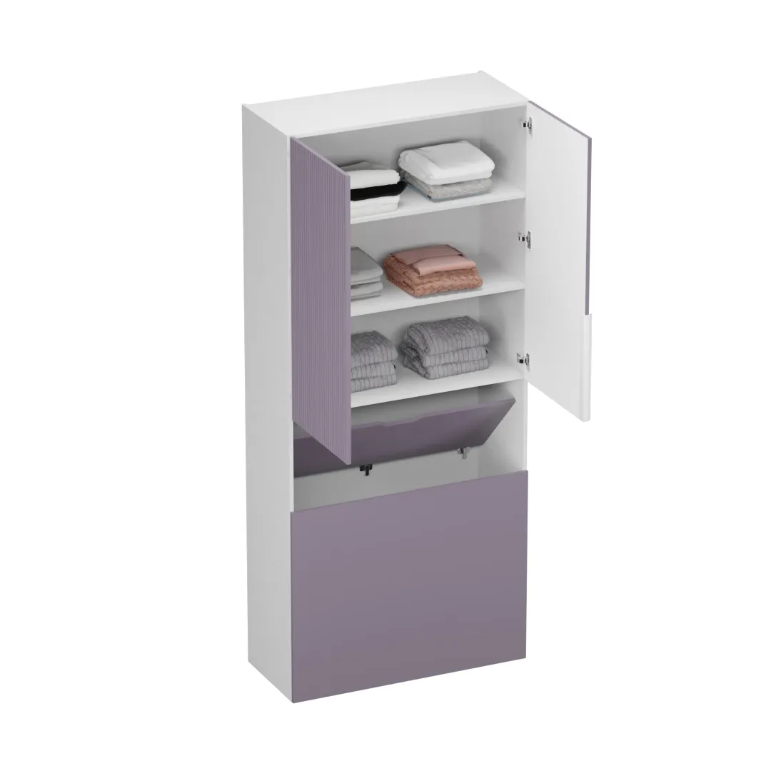 Шкаф двухдверный с фальш стенкой, фрезерованные фасады в эмали LE212.1