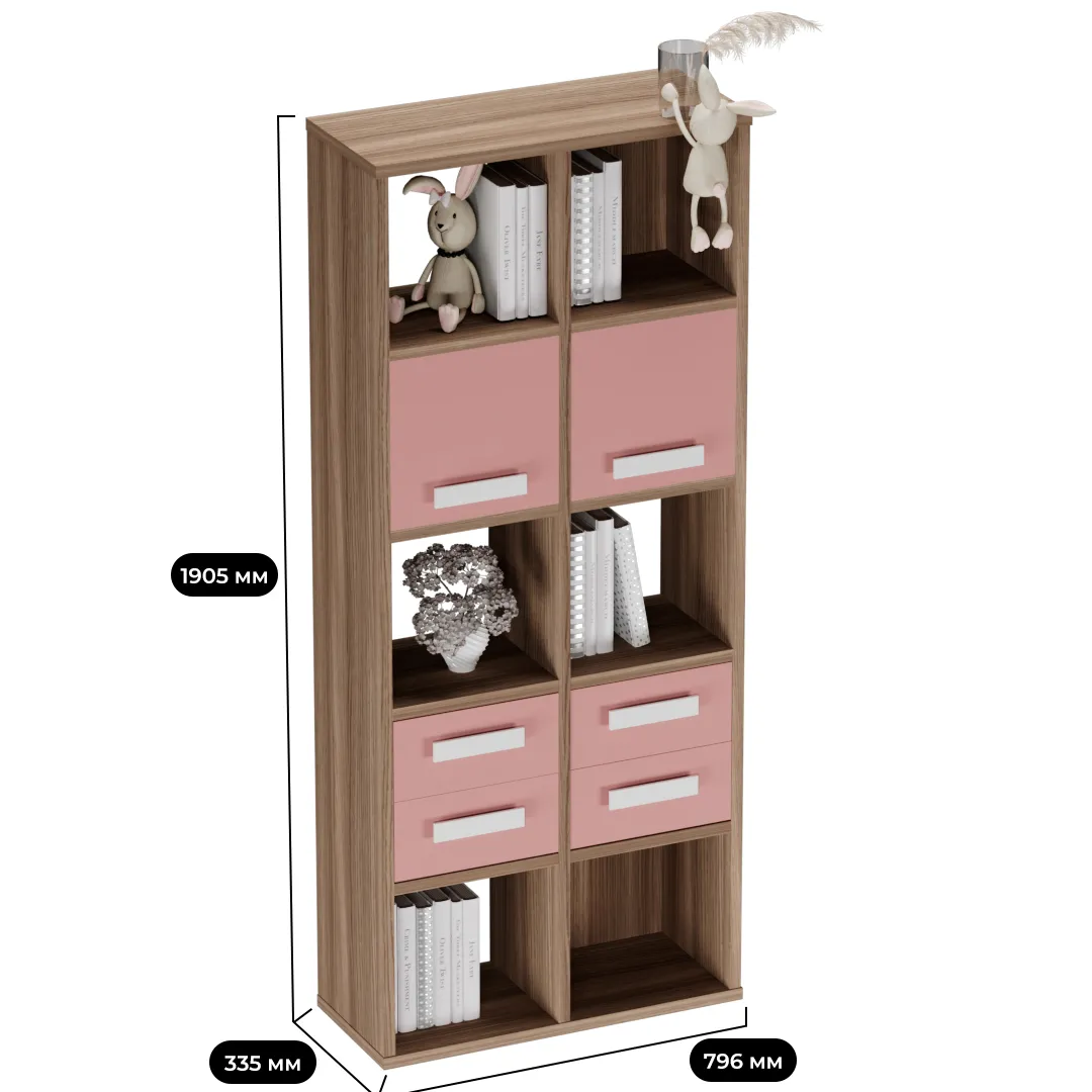 Стеллаж сквозной книжный на 10 ниш с ящиками E810