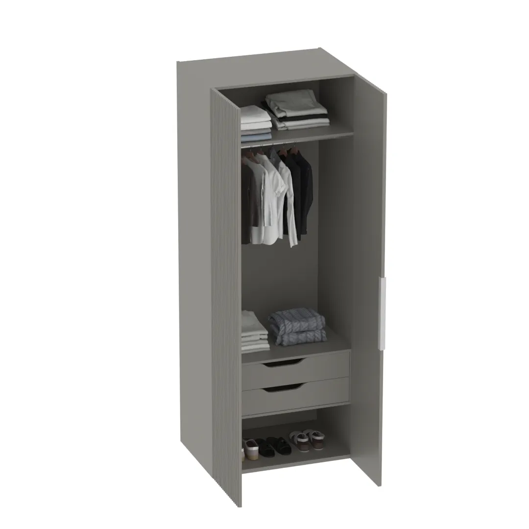 Шкаф 2 дверный, фрезерованные фасады в эмали LE210.60-3