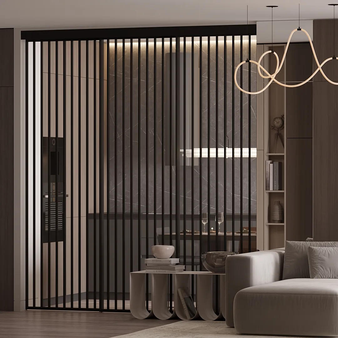 Раздвижная стеклянная перегородка для кухни GRACE 22