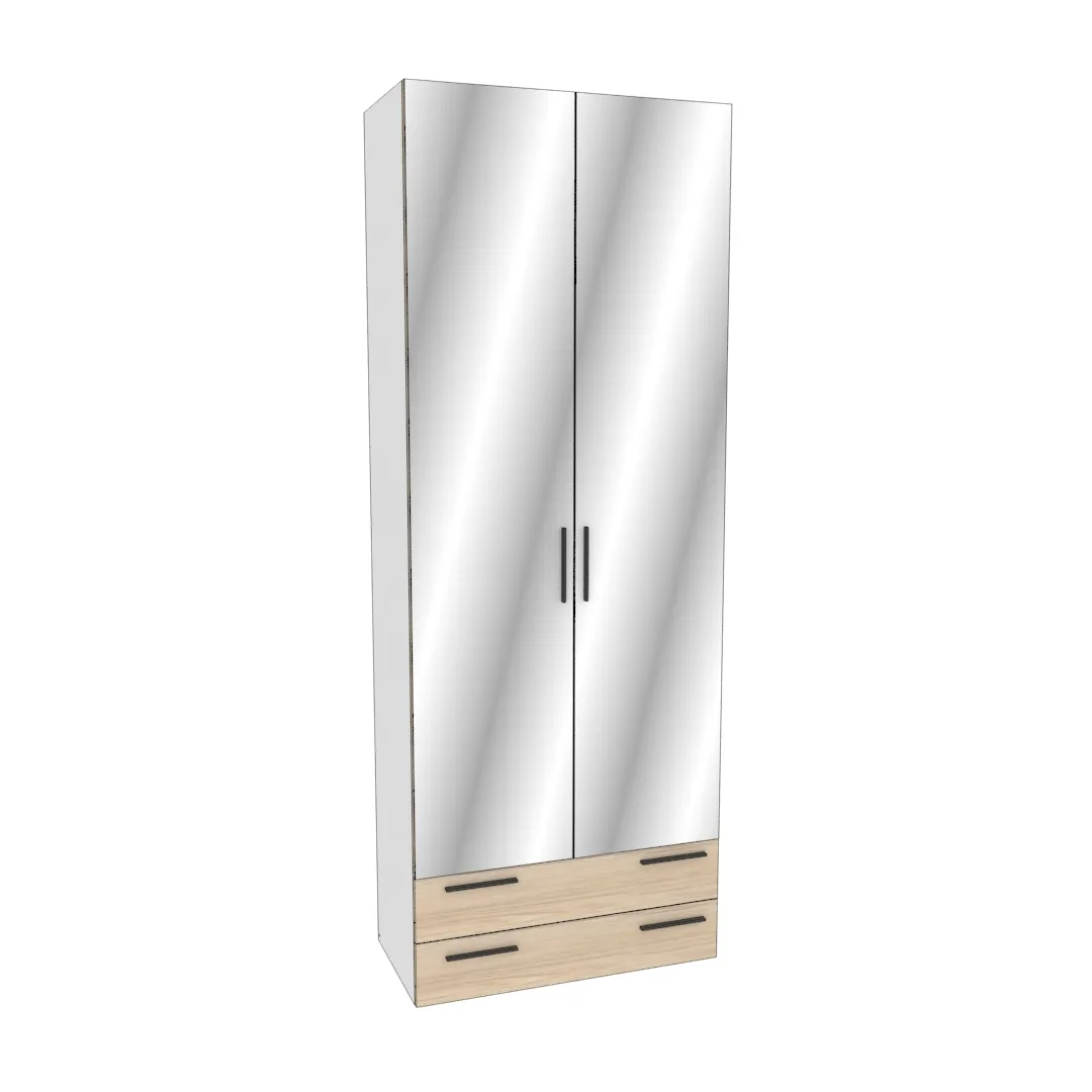 Шкаф двустворчатый с ящиками и с зеркалом L-211.44Z Шкаф двустворчатый с ящиками и с зеркалом L-211.44Z