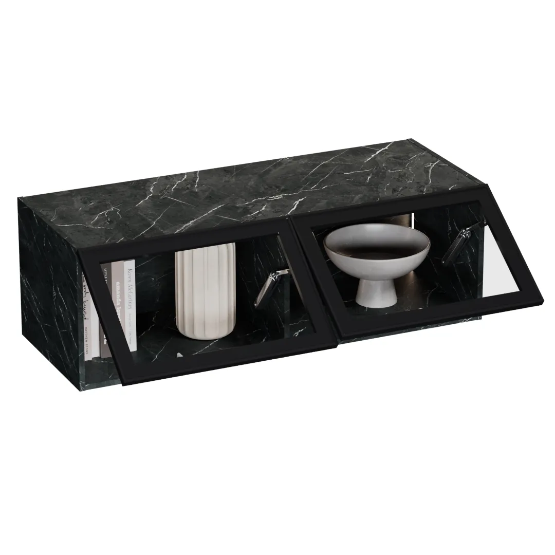 Антресоль с двумя откидными стеклянными дверями R312.45ST с подсветкой