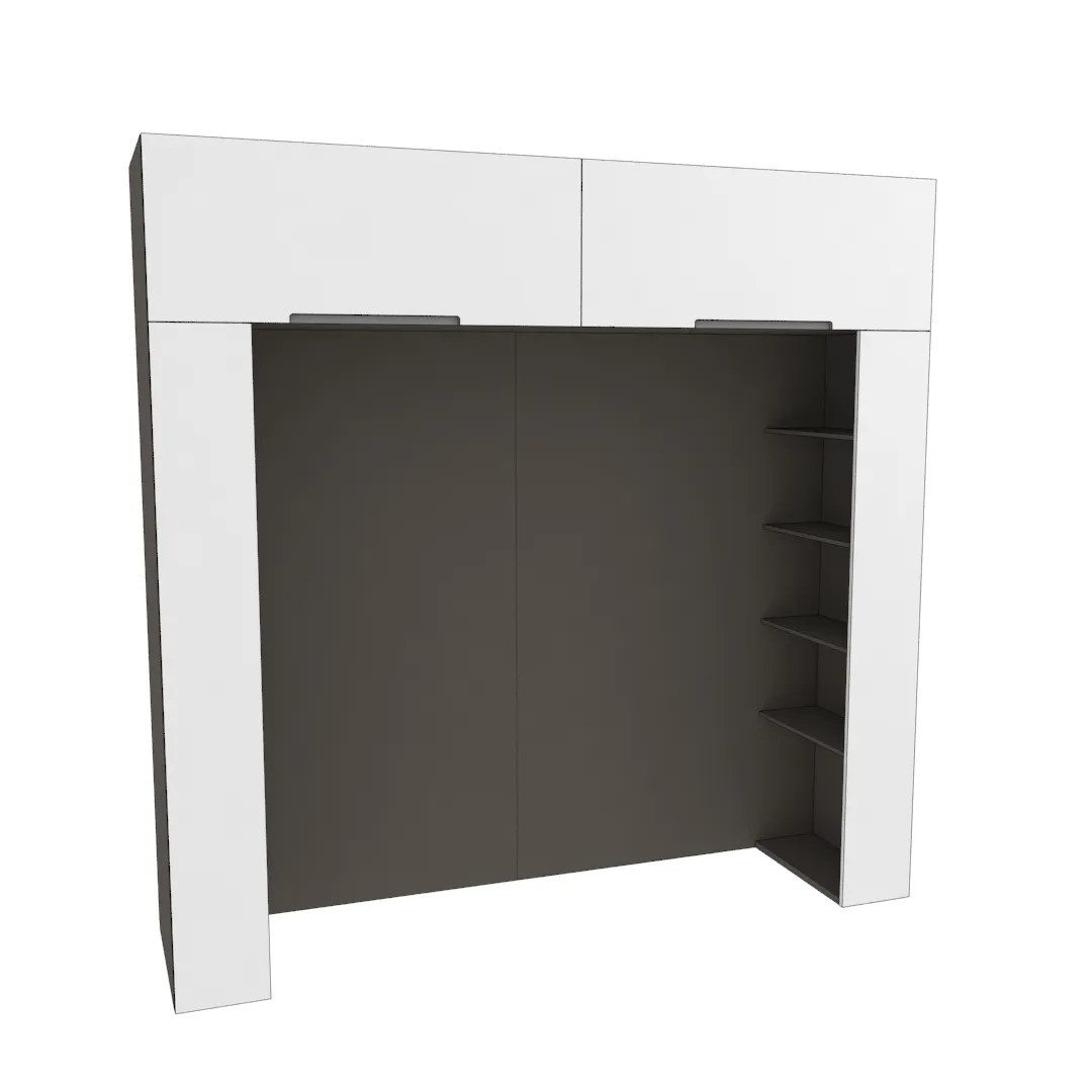 Ниша для кровати с секциями, фасады в эмали LE-407.60