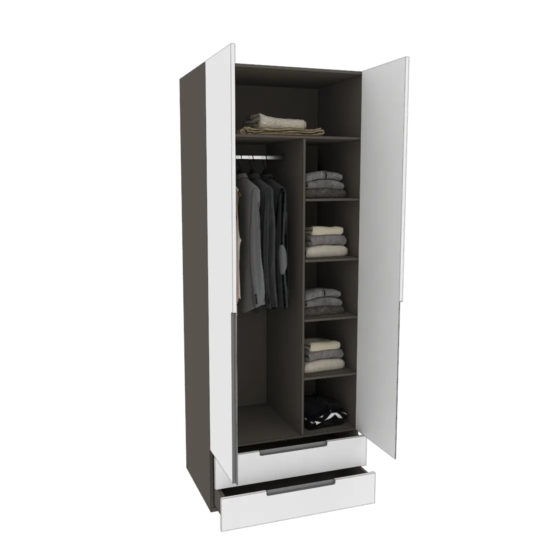 Шкаф 2 дверный с ящиками, фасады в эмали LE211.60