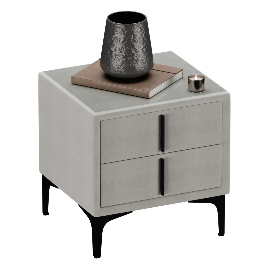 Тумба прикроватная мягкая, стекло прозрачное, ножки черные GRACE752